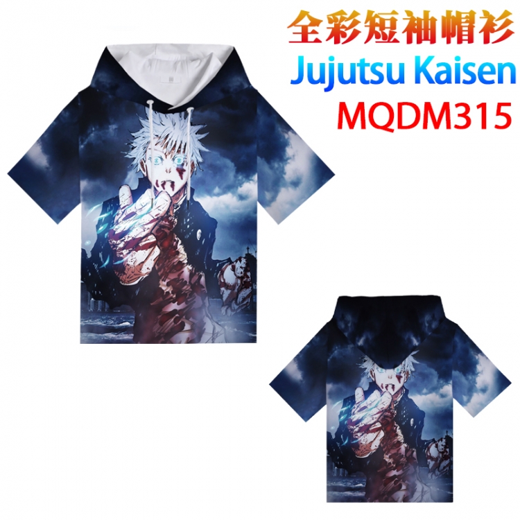 Jujutsu Kaisen Full color hooded pullover short sleeve t-shirt 2XS XS S M L XL 2XL 3XL 4XL  MQDM315