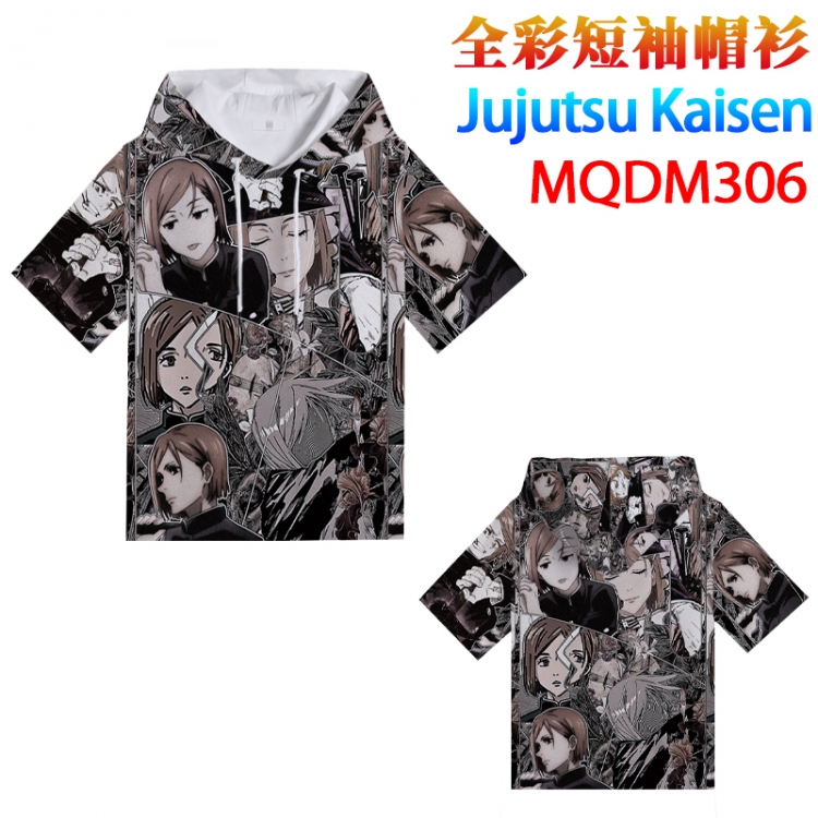 Jujutsu Kaisen Full color hooded pullover short sleeve t-shirt 2XS XS S M L XL 2XL 3XL 4XL  MQDM306