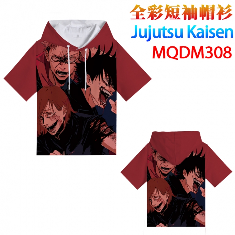 Jujutsu Kaisen Full color hooded pullover short sleeve t-shirt 2XS XS S M L XL 2XL 3XL 4XL  MQDM308