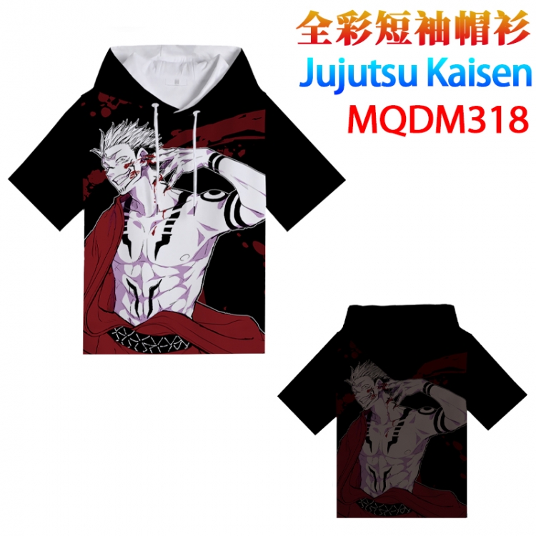 Jujutsu Kaisen Full color hooded pullover short sleeve t-shirt 2XS XS S M L XL 2XL 3XL 4XL  MQDM318