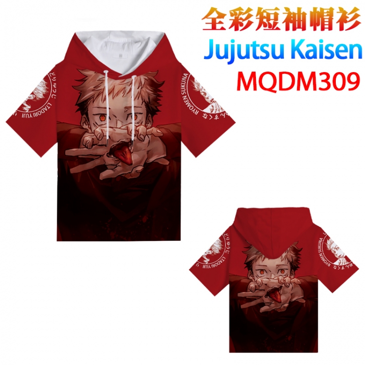 Jujutsu Kaisen Full color hooded pullover short sleeve t-shirt 2XS XS S M L XL 2XL 3XL 4XL  MQDM309