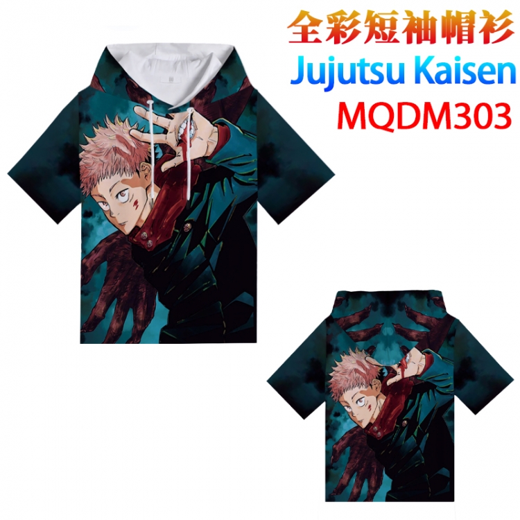 Jujutsu Kaisen Full color hooded pullover short sleeve t-shirt 2XS XS S M L XL 2XL 3XL 4XL  MQDM303