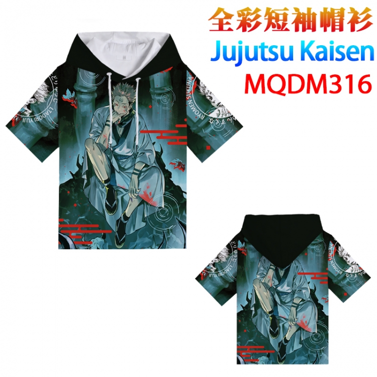 Jujutsu Kaisen Full color hooded pullover short sleeve t-shirt 2XS XS S M L XL 2XL 3XL 4XL  MQDM316