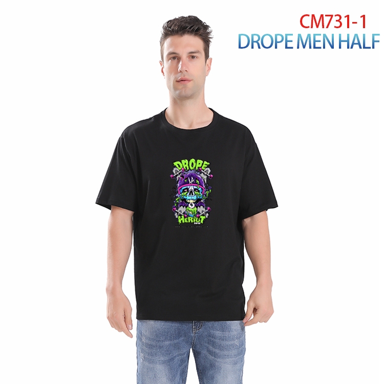 DROPE MENHALF rinted short-sleeved cotton T-shirt from S to 4XL   CM-731-1