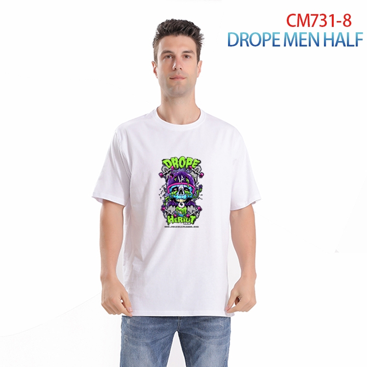 DROPE MENHALF rinted short-sleeved cotton T-shirt from S to 4XL  CM-731-8