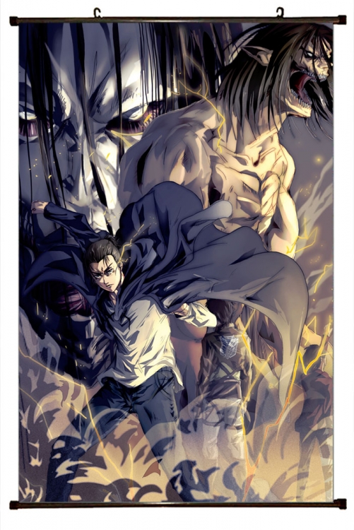 Shingeki no Kyojin Anime Plastic rod Cloth painting Wall Scroll 60X90CM  J12-217