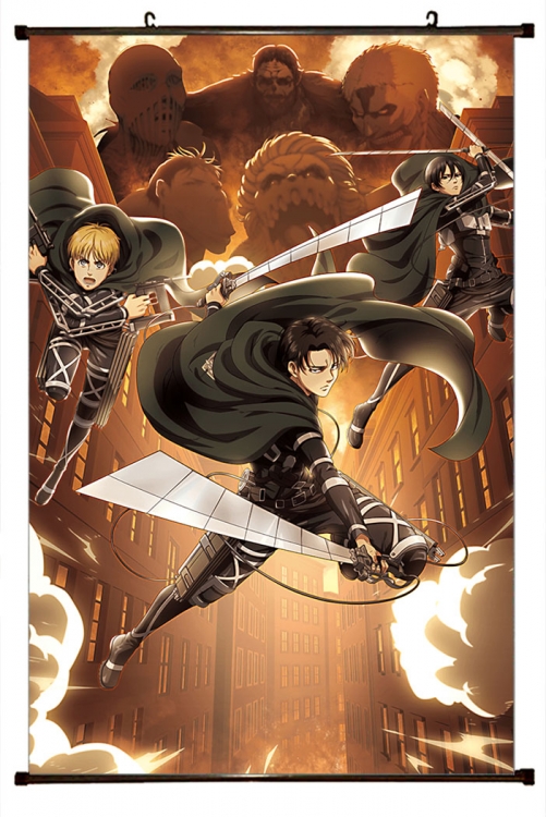 Shingeki no Kyojin Anime Plastic rod Cloth painting Wall Scroll 60X90CM  J12-260