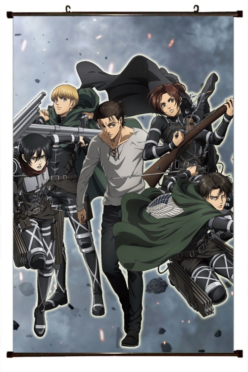 Shingeki no Kyojin Anime Plastic rod Cloth painting Wall Scroll 60X90CM   J12-254