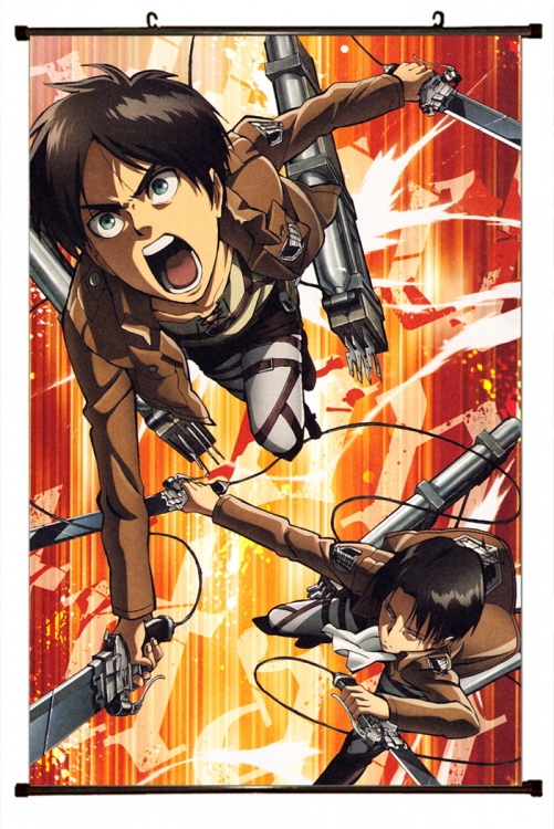 Shingeki no Kyojin Anime Plastic rod Cloth painting Wall Scroll 60X90CM   J12-205