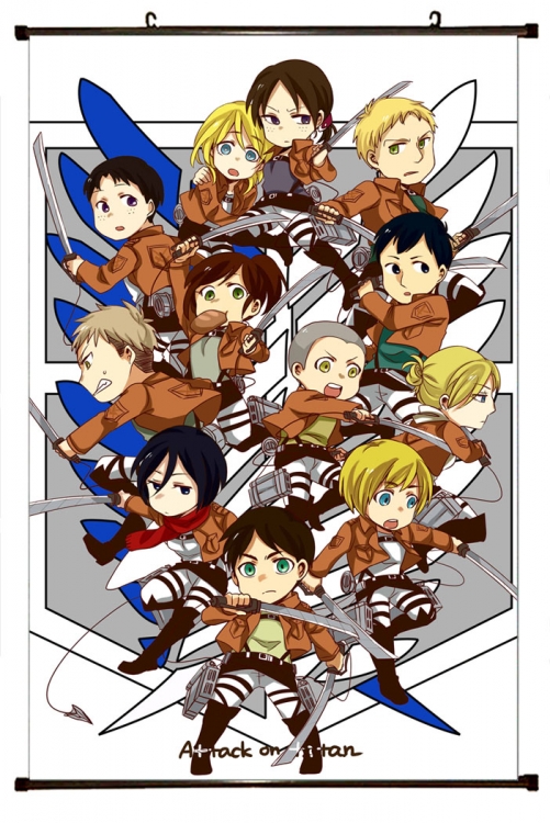 Shingeki no Kyojin Anime Plastic rod Cloth painting Wall Scroll 60X90CM  J12-192