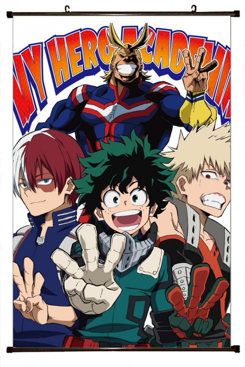 My Hero Academia Anime Plastic rod Cloth painting Wall Scroll 60X90CM w9-432