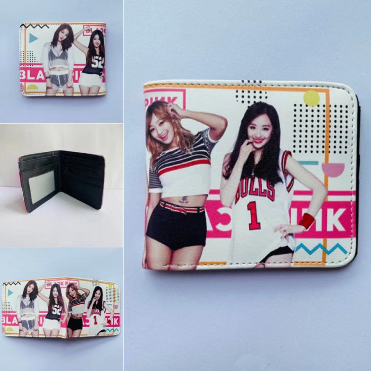BLACK PINK  Full color two fold short wallet purse 11X9.5CM 60G style C