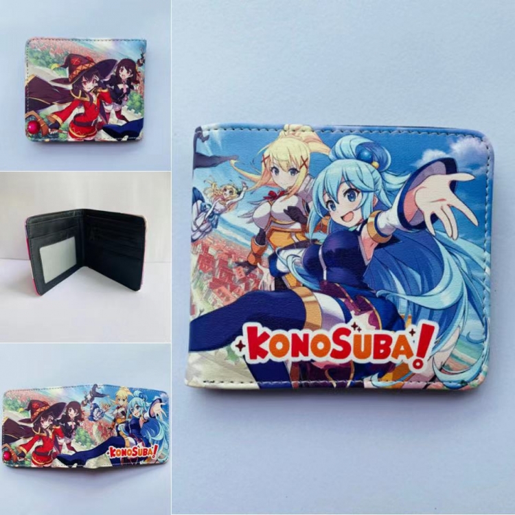 Konosuba Full color two fold short wallet purse 11X9.5CM 60G style B