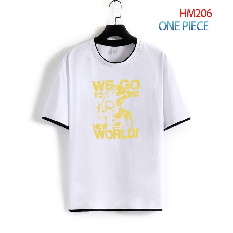 One Piece Pure cotton Loose short sleeve round neck T-shirt from S to 4XL HM-206-2