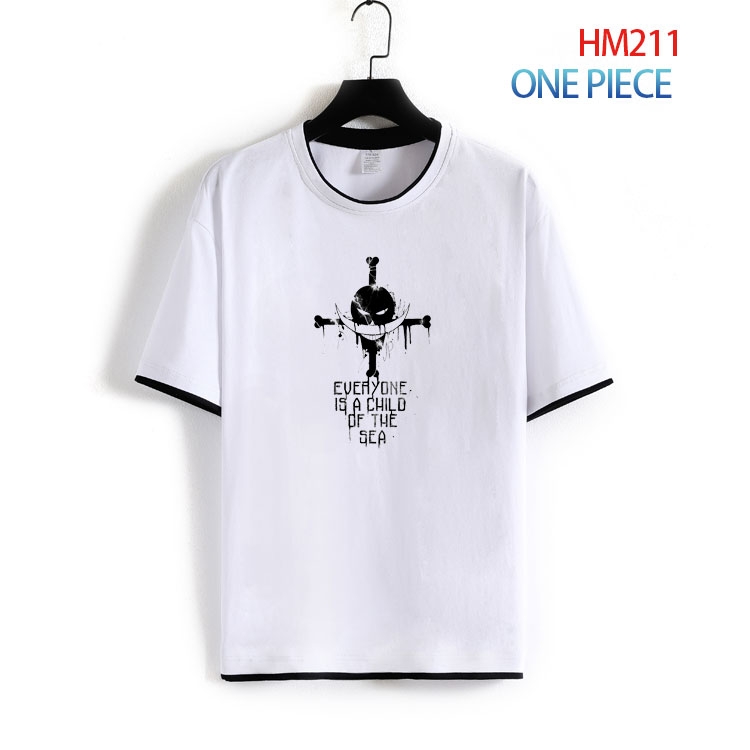 One Piece Pure cotton Loose short sleeve round neck T-shirt from S to 4XL  HM-211-2