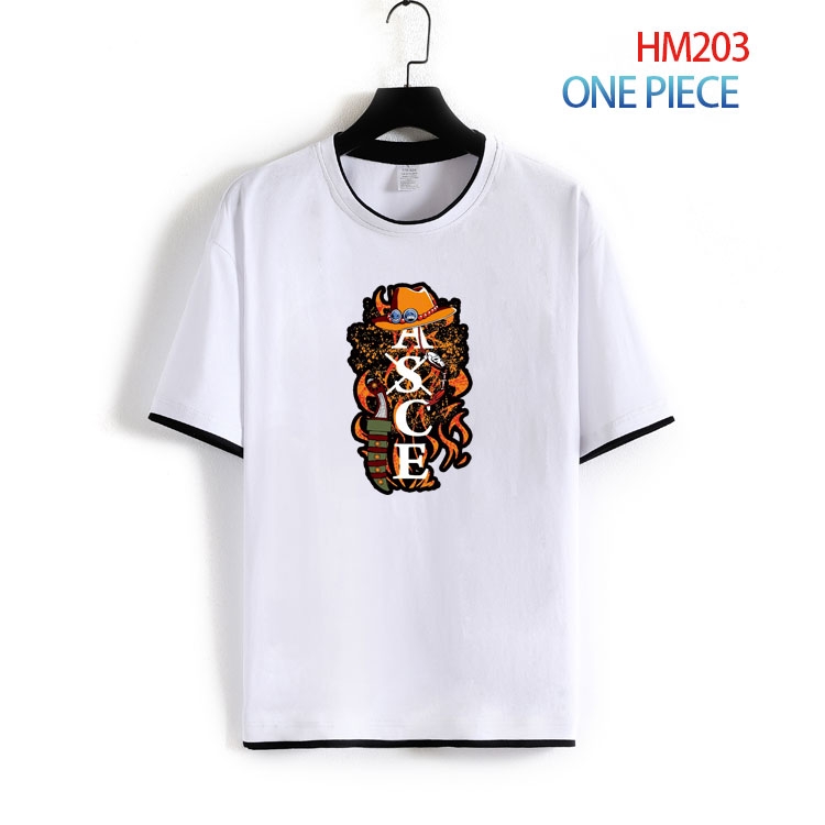 One Piece Pure cotton Loose short sleeve round neck T-shirt from S to 4XL HM-203-2