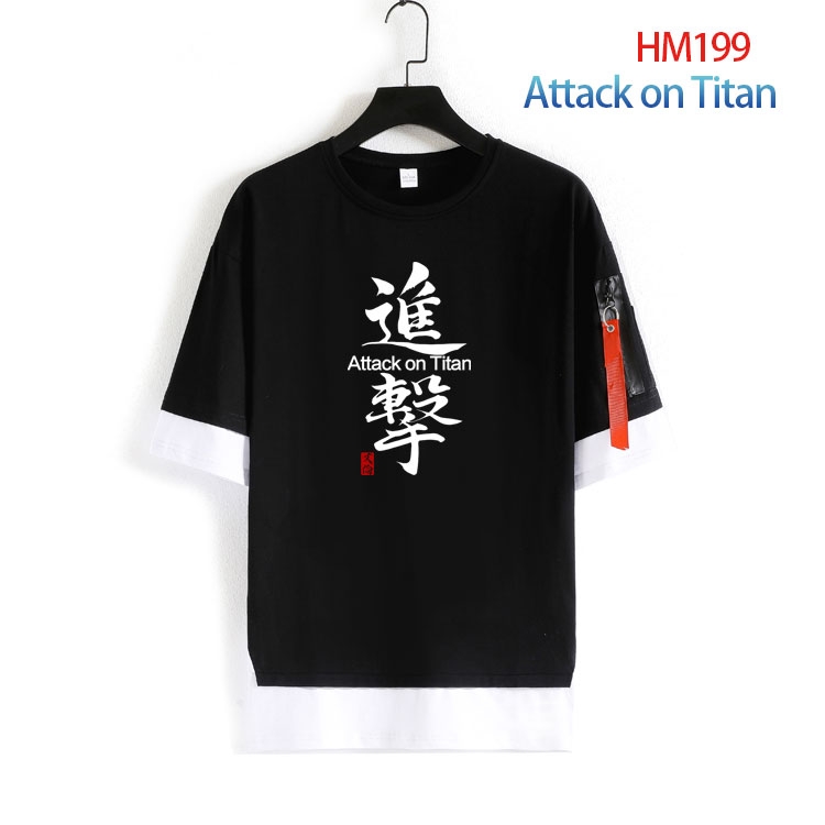 Shingeki no Kyojin Cotton round neck fake two loose T-shirts from S to 4XL  HM-199-4
