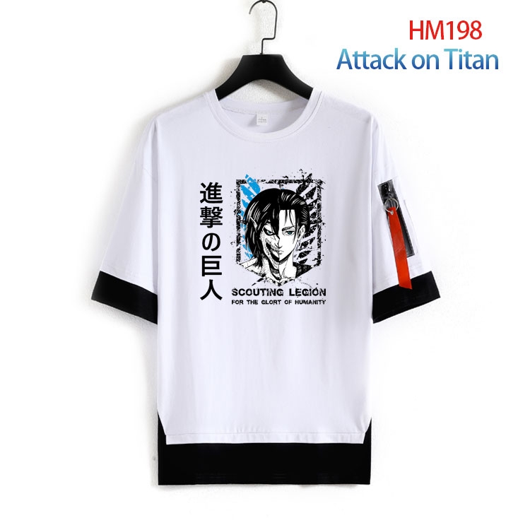 Shingeki no Kyojin Cotton round neck fake two loose T-shirts from S to 4XL   HM-198-3