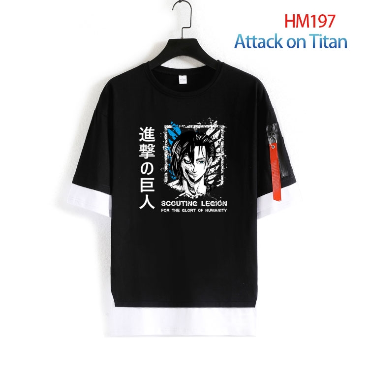 Shingeki no Kyojin Cotton round neck fake two loose T-shirts from S to 4XL   HM-197-4