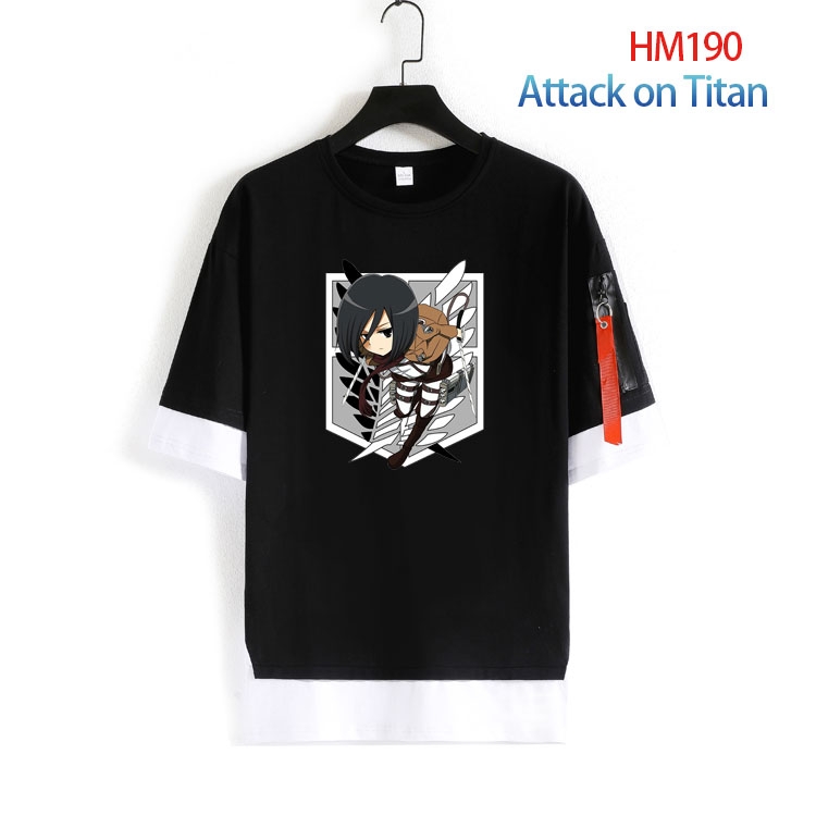 Shingeki no Kyojin Cotton round neck fake two loose T-shirts from S to 4XL   HM-190-4