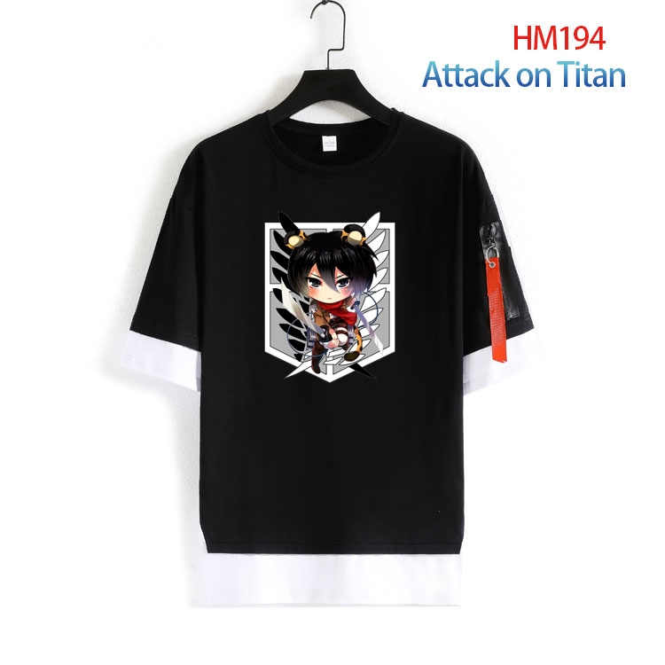Shingeki no Kyojin Cotton round neck fake two loose T-shirts from S to 4XL   HM-194-4