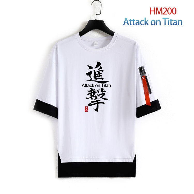 Shingeki no Kyojin Cotton round neck fake two loose T-shirts from S to 4XL  HM-200-3