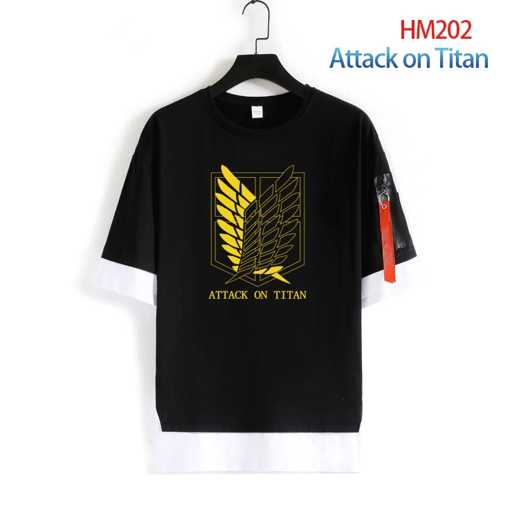 Shingeki no Kyojin Cotton round neck fake two loose T-shirts from S to 4XL  HM-202-4