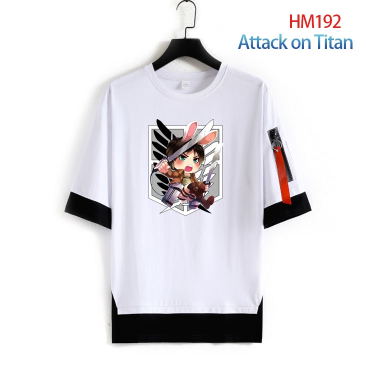 Shingeki no Kyojin Cotton round neck fake two loose T-shirts from S to 4XL   HM-192-3