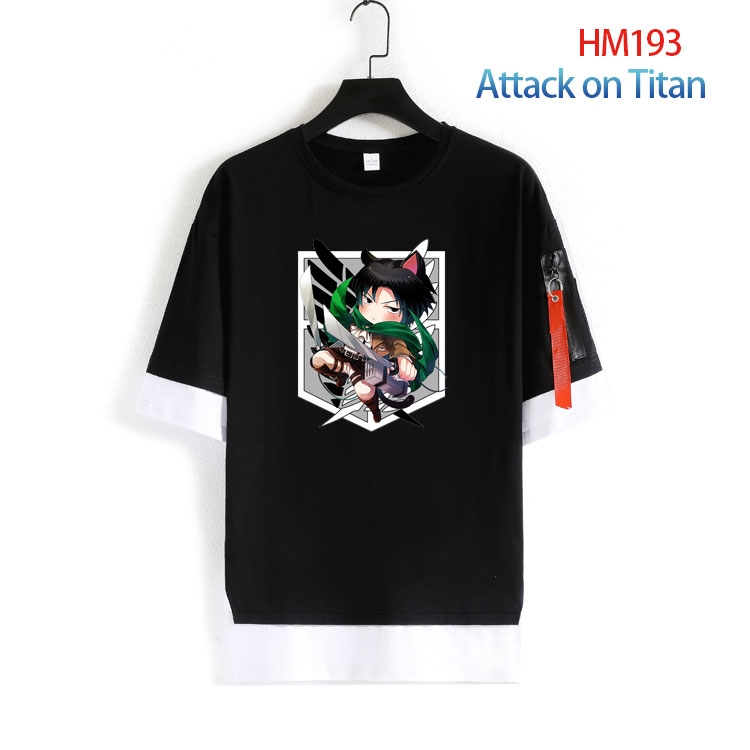 Shingeki no Kyojin Cotton round neck fake two loose T-shirts from S to 4XL  HM-193-4