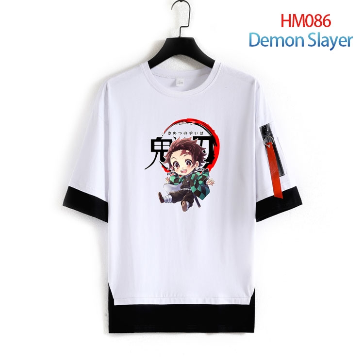 Demon Slayer Kimets Cotton round neck fake two loose T-shirts from S to 6XL  HM-086-3