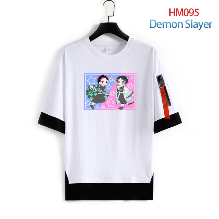 Demon Slayer Kimets Cotton round neck fake two loose T-shirts from S to 6XL HM-095-3