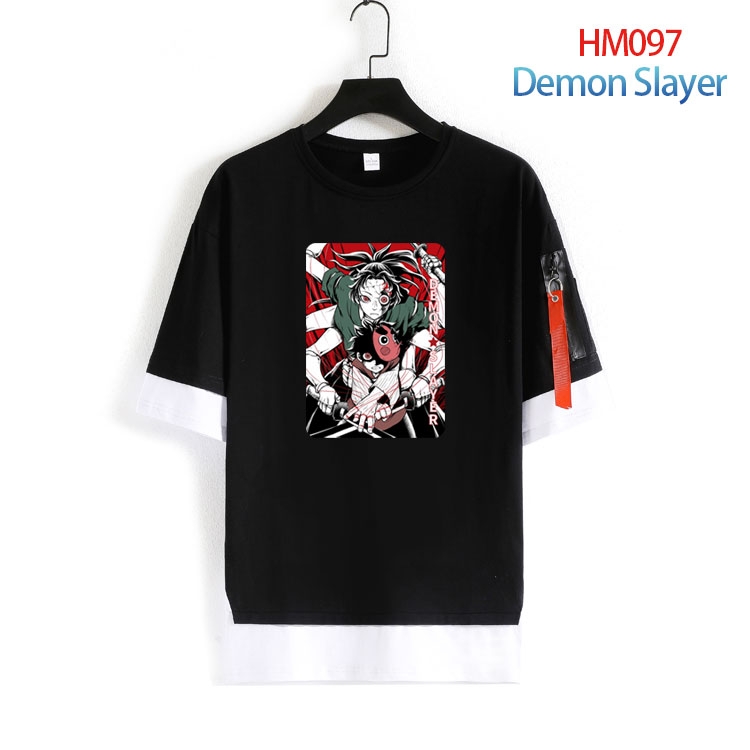 Demon Slayer Kimets Cotton round neck fake two loose T-shirts from S to 6XL  HM-097-4