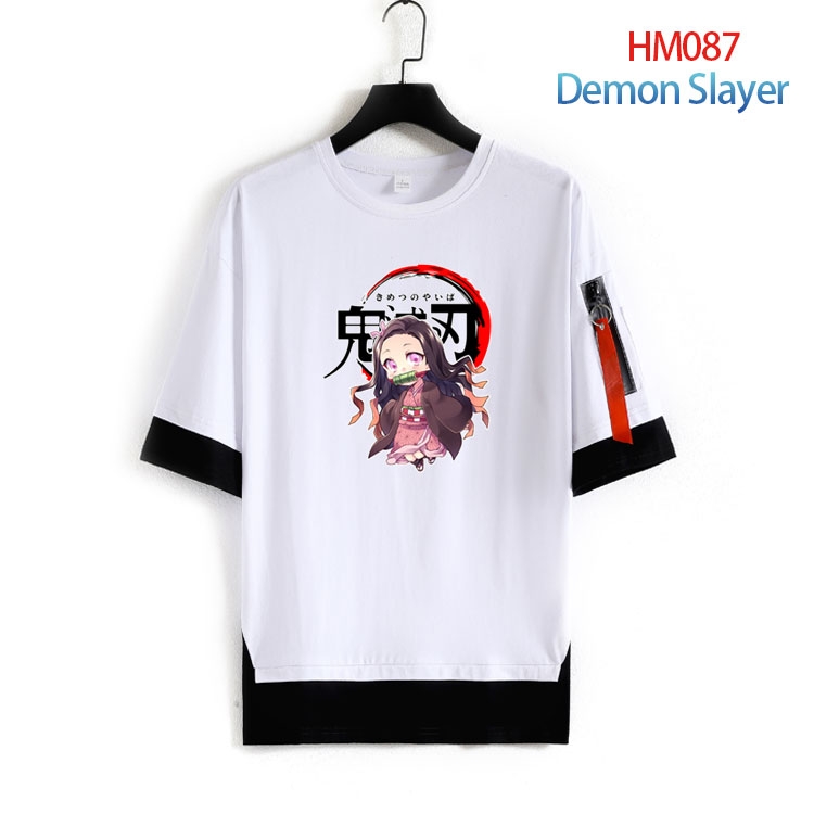 Demon Slayer Kimets Cotton round neck fake two loose T-shirts from S to 6XL HM-087-3