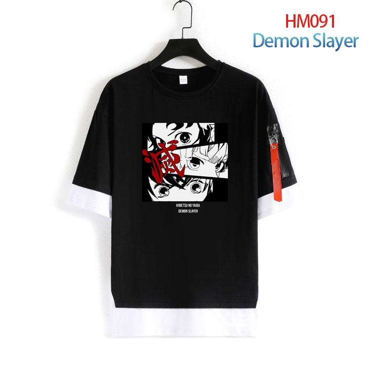 Demon Slayer Kimets Cotton round neck fake two loose T-shirts from S to 6XL HM-091-4