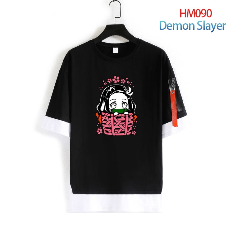 Demon Slayer Kimets Cotton round neck fake two loose T-shirts from S to 6XL  HM-090-4