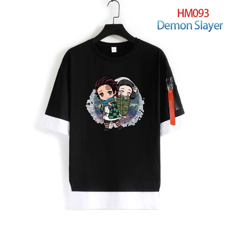 Demon Slayer Kimets Cotton round neck fake two loose T-shirts from S to 6XL HM-093-4