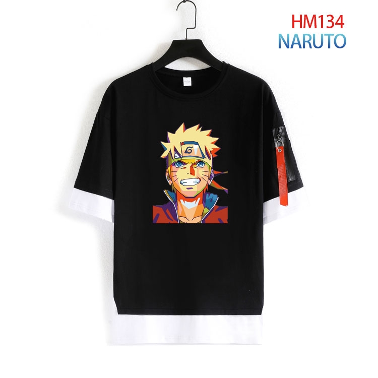 Naruto Cotton round neck fake two loose T-shirts from S to 4XL HM-134-4