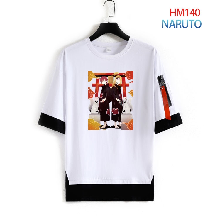 Naruto Cotton round neck fake two loose T-shirts from S to 4XL   HM-140-3