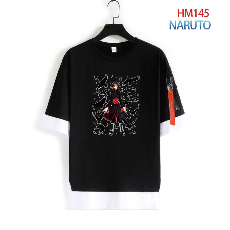 Naruto Cotton round neck fake two loose T-shirts from S to 4XL HM-145-4