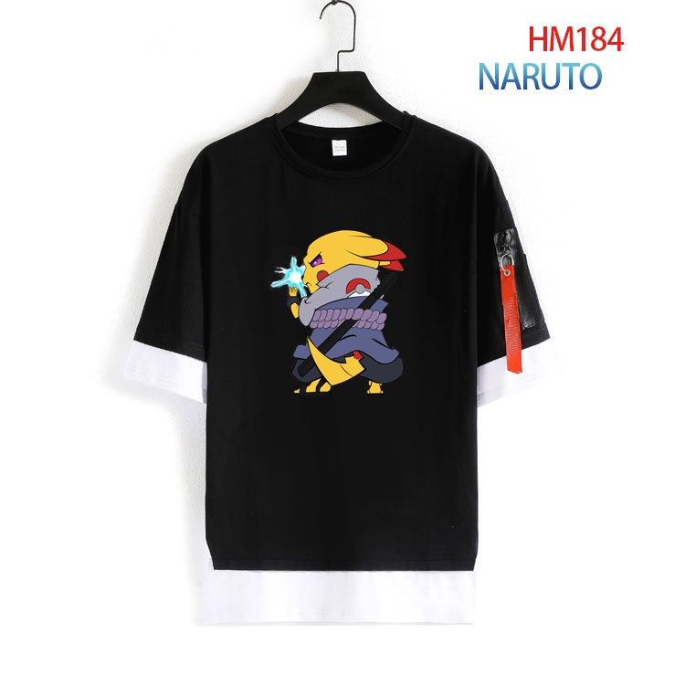 Naruto Cotton round neck fake two loose T-shirts from S to 4XL HM-184-4