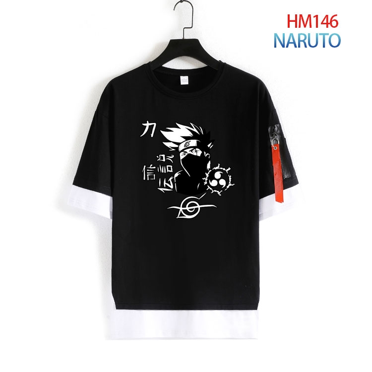 Naruto Cotton round neck fake two loose T-shirts from S to 4XL  HM-146-4