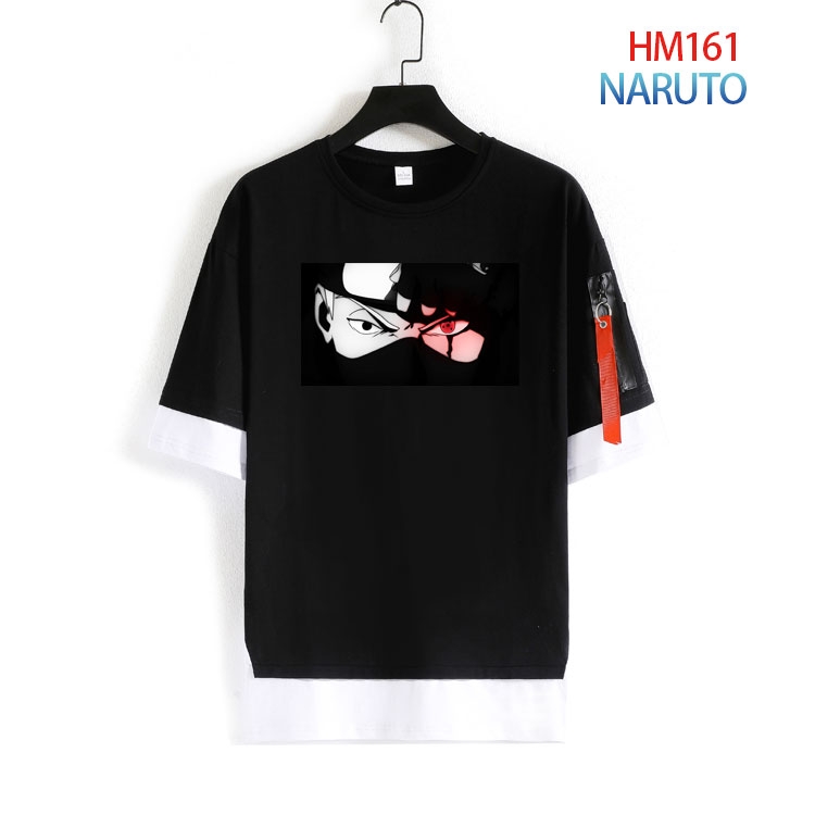 Naruto Cotton round neck fake two loose T-shirts from S to 4XL HM-161-4