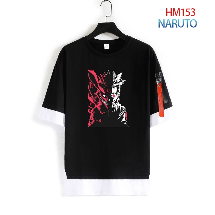 Naruto Cotton round neck fake two loose T-shirts from S to 4XL  HM-153-4