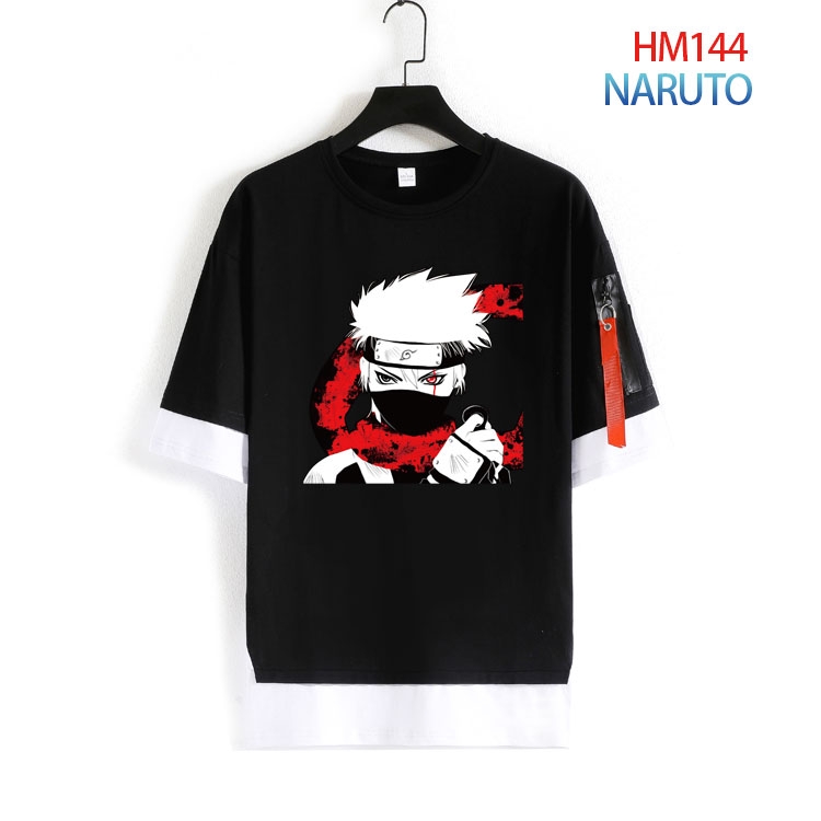 Naruto Cotton round neck fake two loose T-shirts from S to 4XL HM-144-4