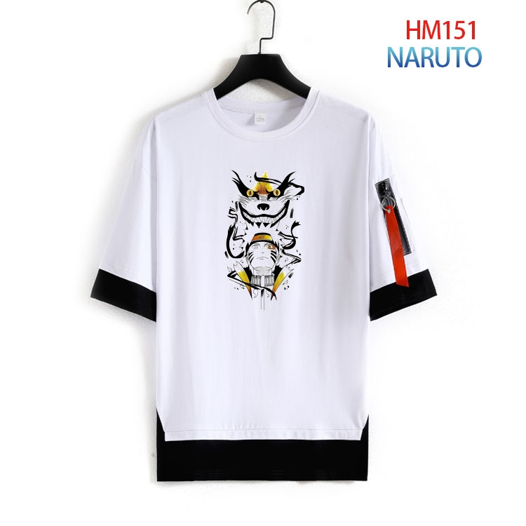 Naruto Cotton round neck fake two loose T-shirts from S to 4XL  HM-151-3