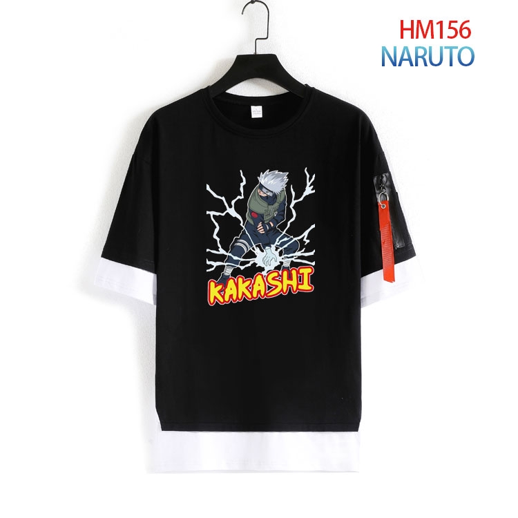 Naruto Cotton round neck fake two loose T-shirts from S to 4XL  HM-156-4