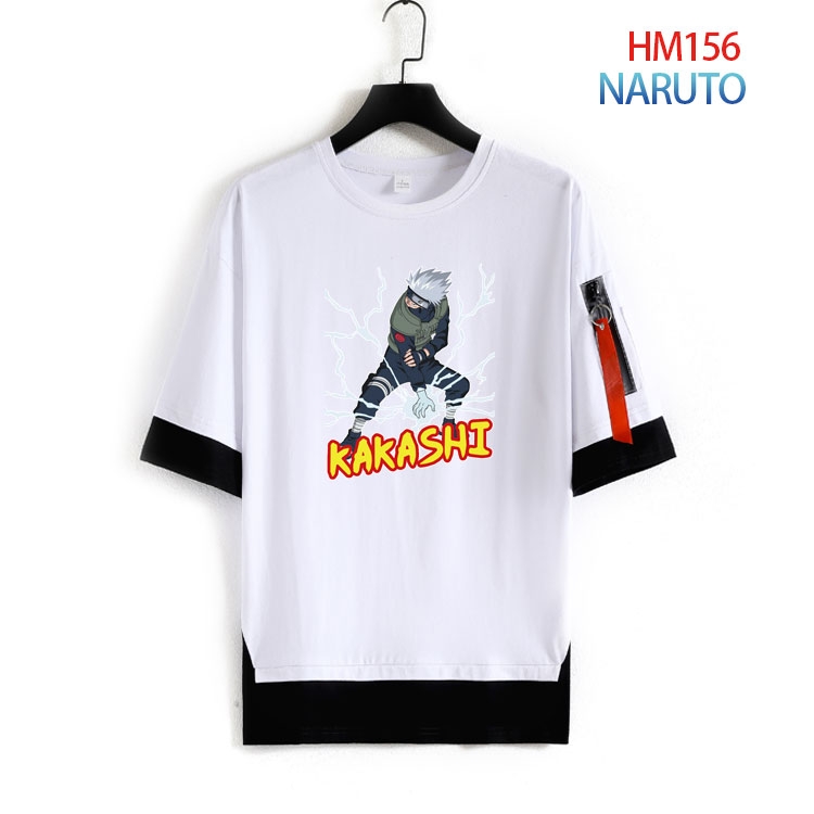 Naruto Cotton round neck fake two loose T-shirts from S to 4XL HM-156-3