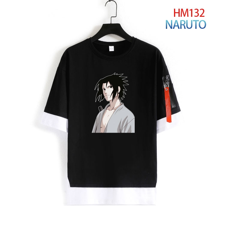 Naruto Cotton round neck fake two loose T-shirts from S to 4XL  HM-132-4