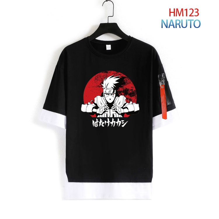 Naruto Cotton round neck fake two loose T-shirts from S to 4XL HM-123-4