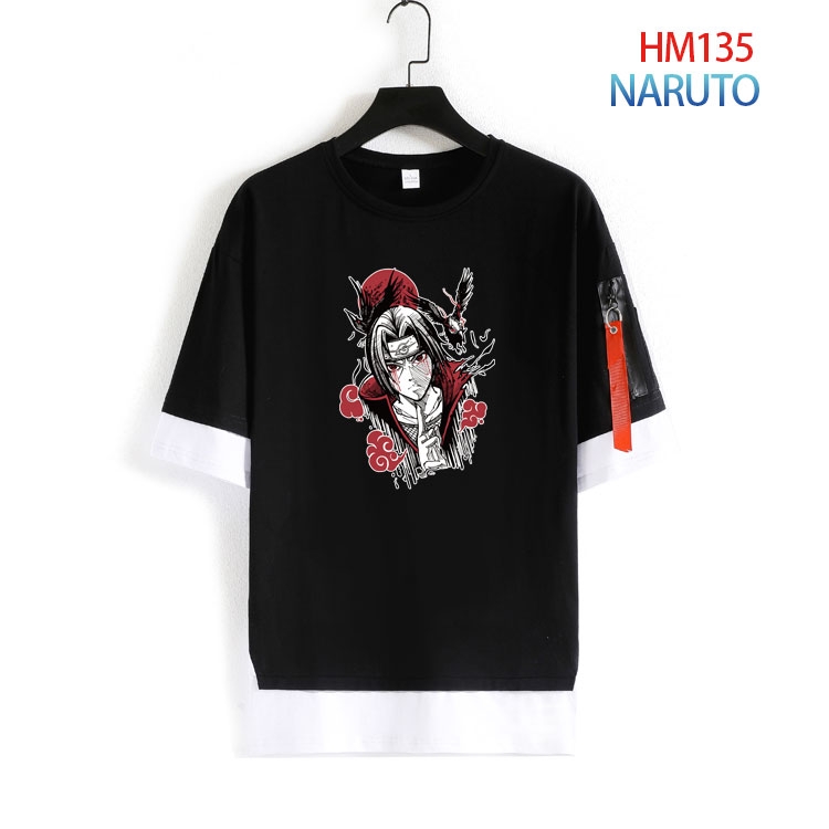 Naruto Cotton round neck fake two loose T-shirts from S to 4XL HM-135-4